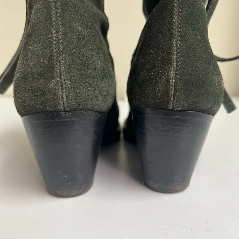 Acne Studios Pistol Suede Ecru Boot 37 Leather Women 7M Fringe Ankle Booties